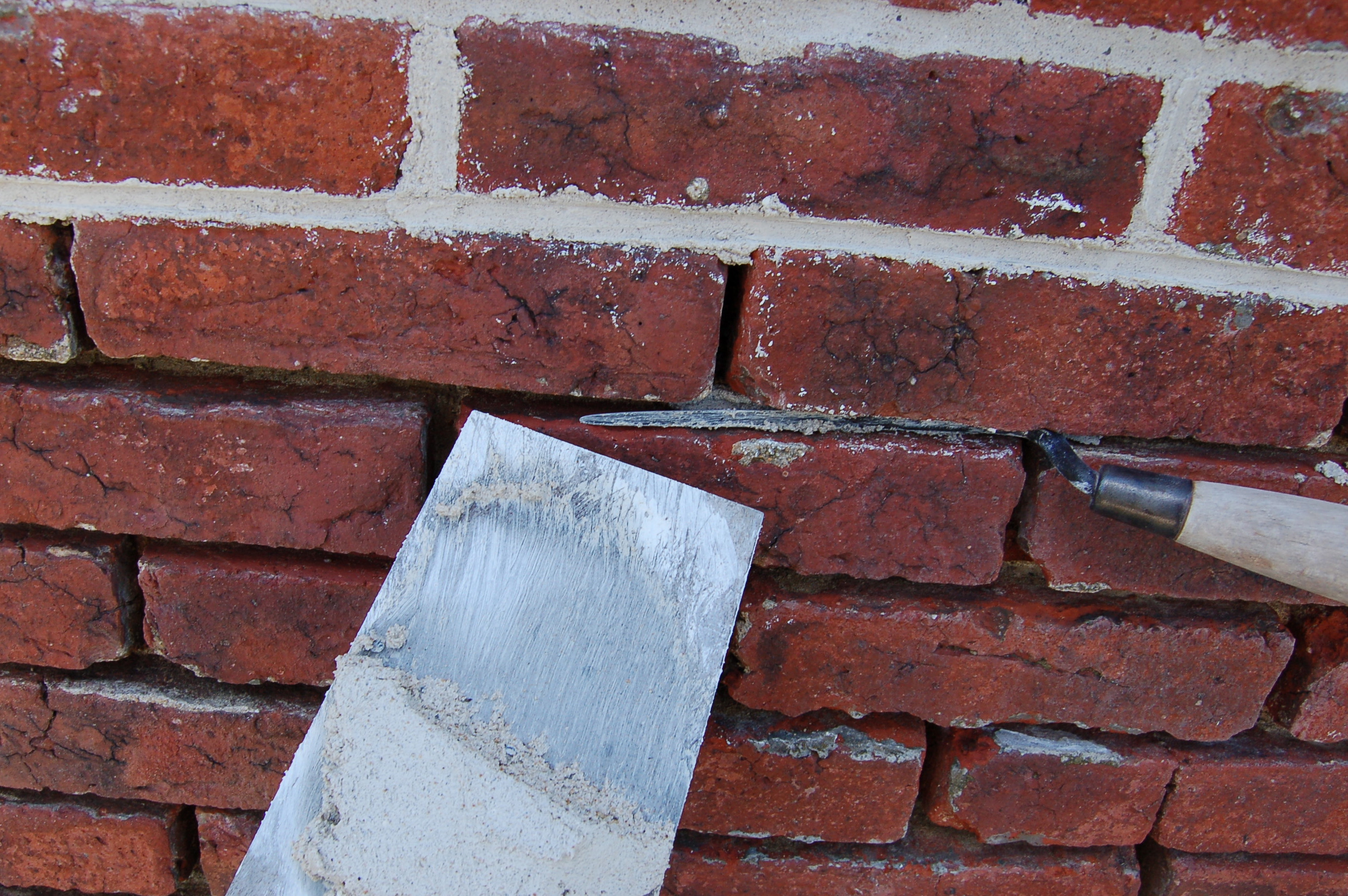 Masonry Restoration Brick repointed with lime putty mortar