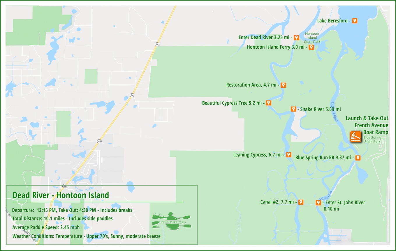 Hontoon Island State Park Map to Florida Paddle Notes Hontoon Dead River Florida Paddle Notes