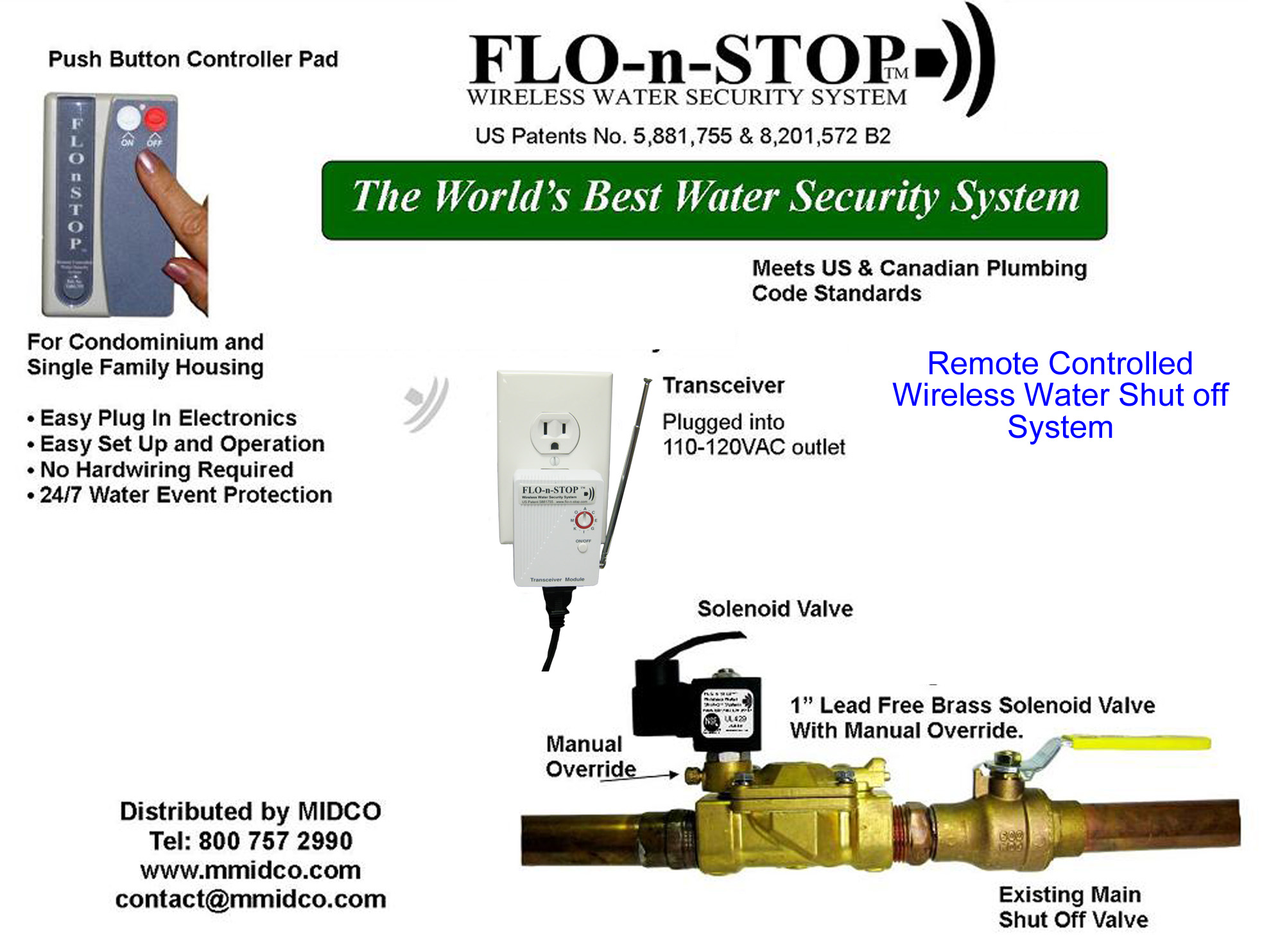 FlonStop Wireless Water Shutoff System with Leak Detections