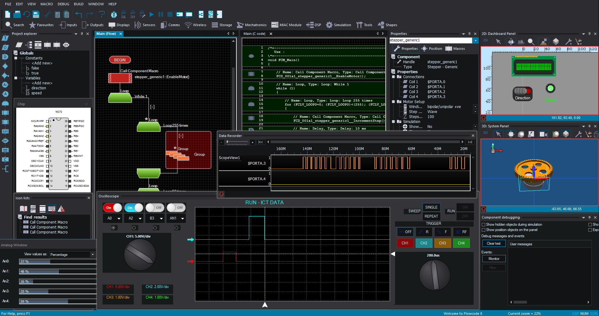 Flowcode Visual Programming Language Embedded