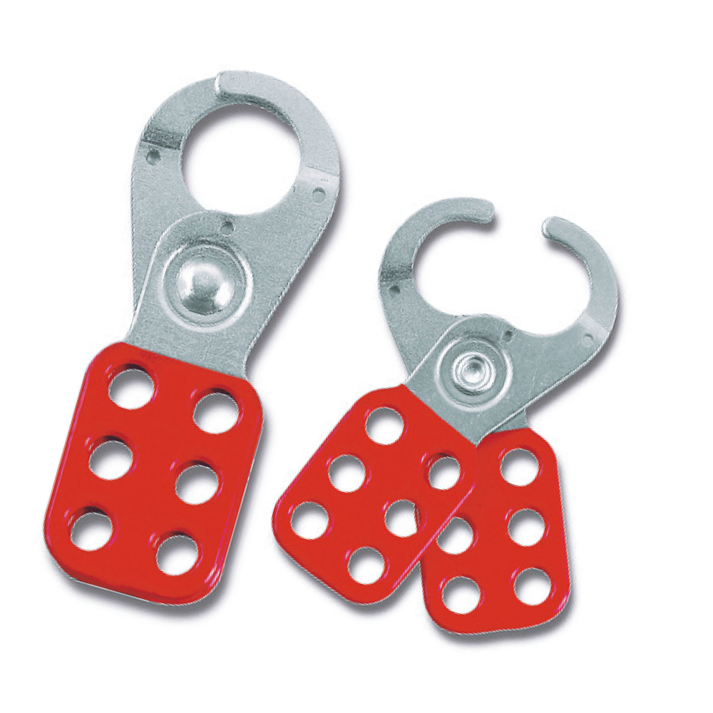 Steel Lockout Hasp In Red, 25mm Dia. Jaws