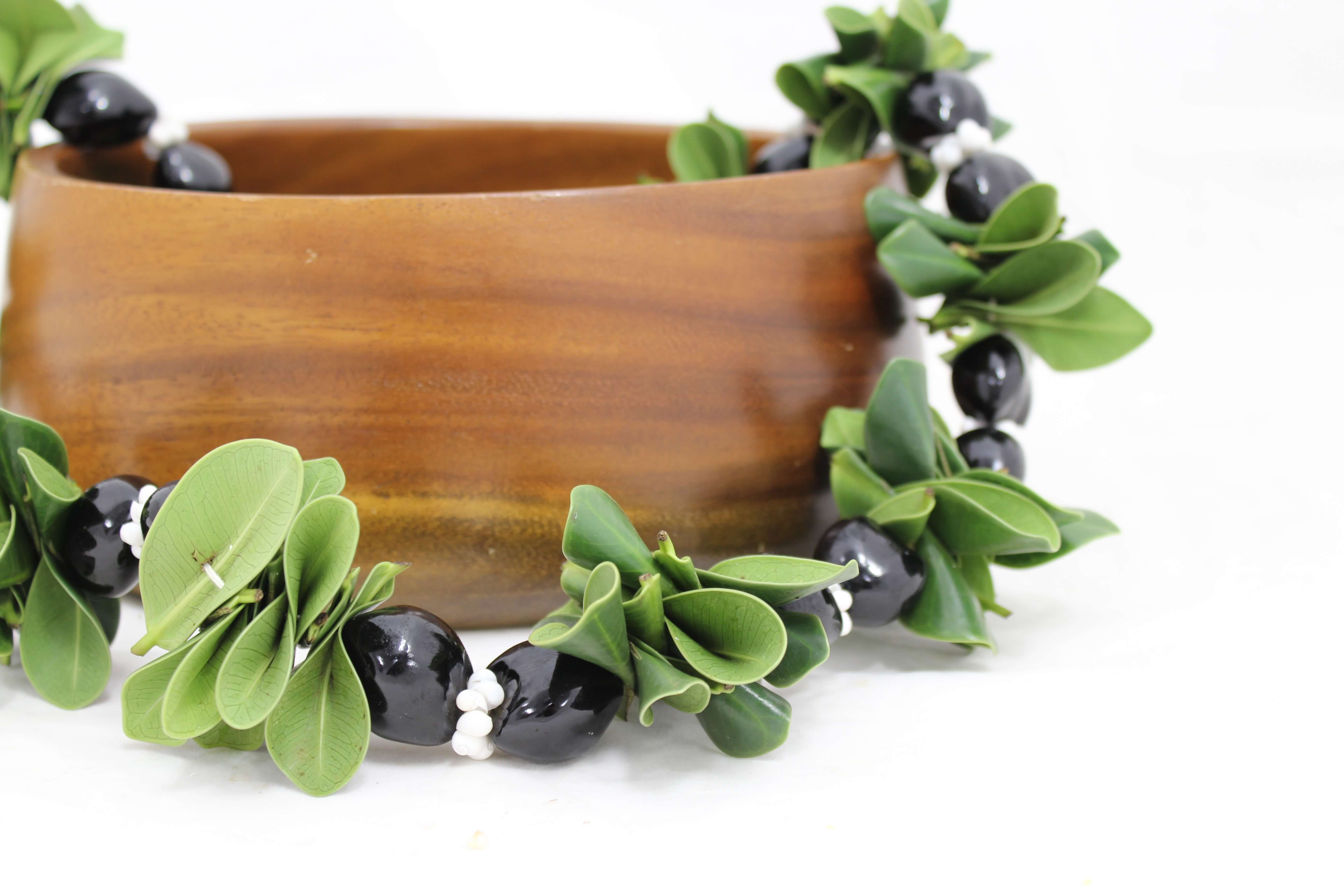 Kukui Nut with Mock Orange Lei Authentic Hawaiian Flower Leis Shipped