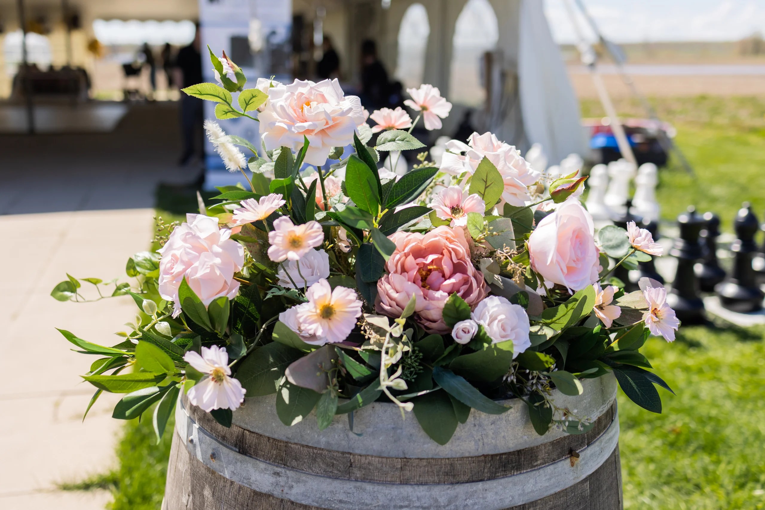 Barrel Flower Arrangements BLUSH FLOWER CO.
