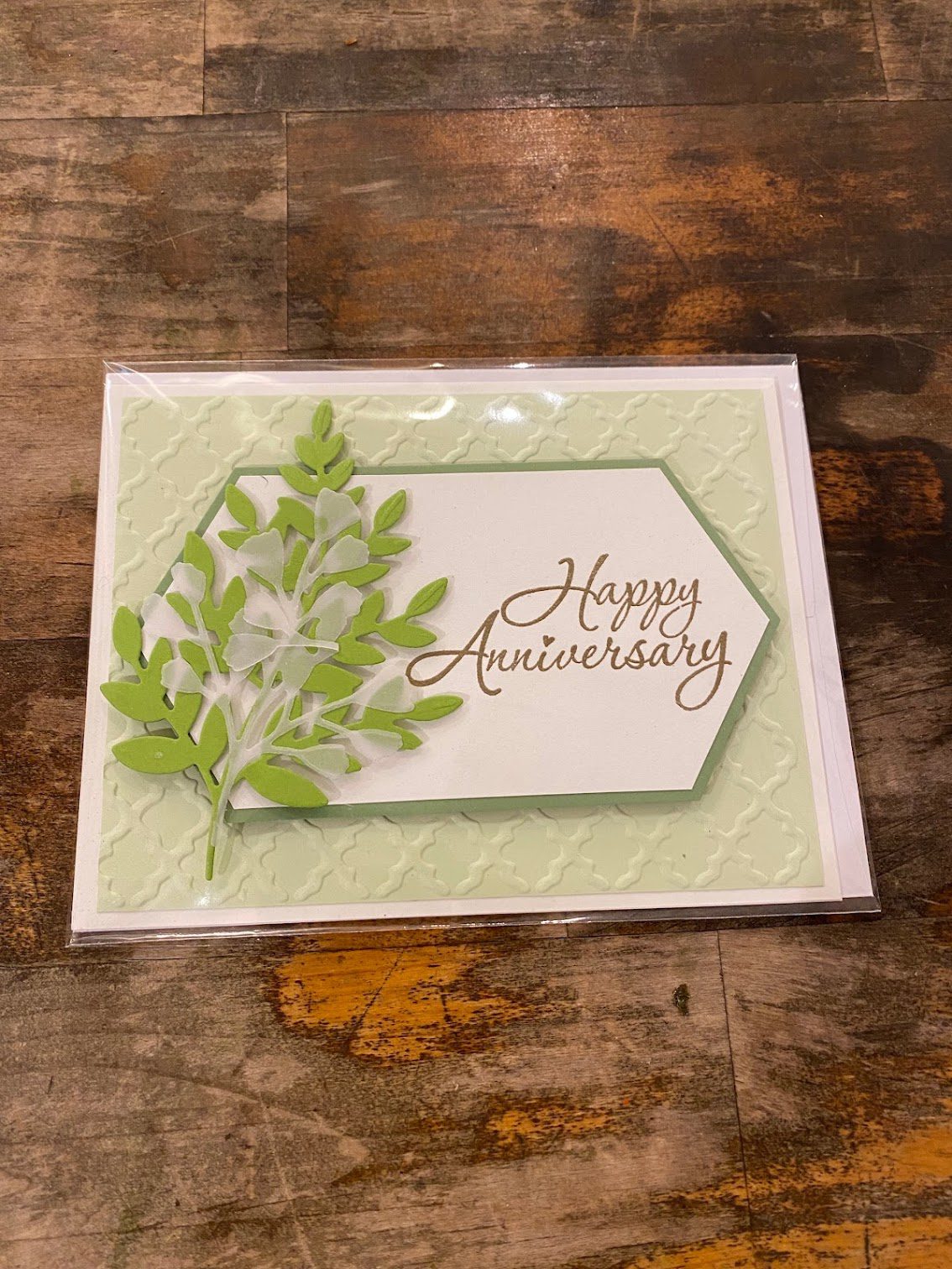 Handmade Happy Anniversary Card with Leaves Flowers Talk Tivoli