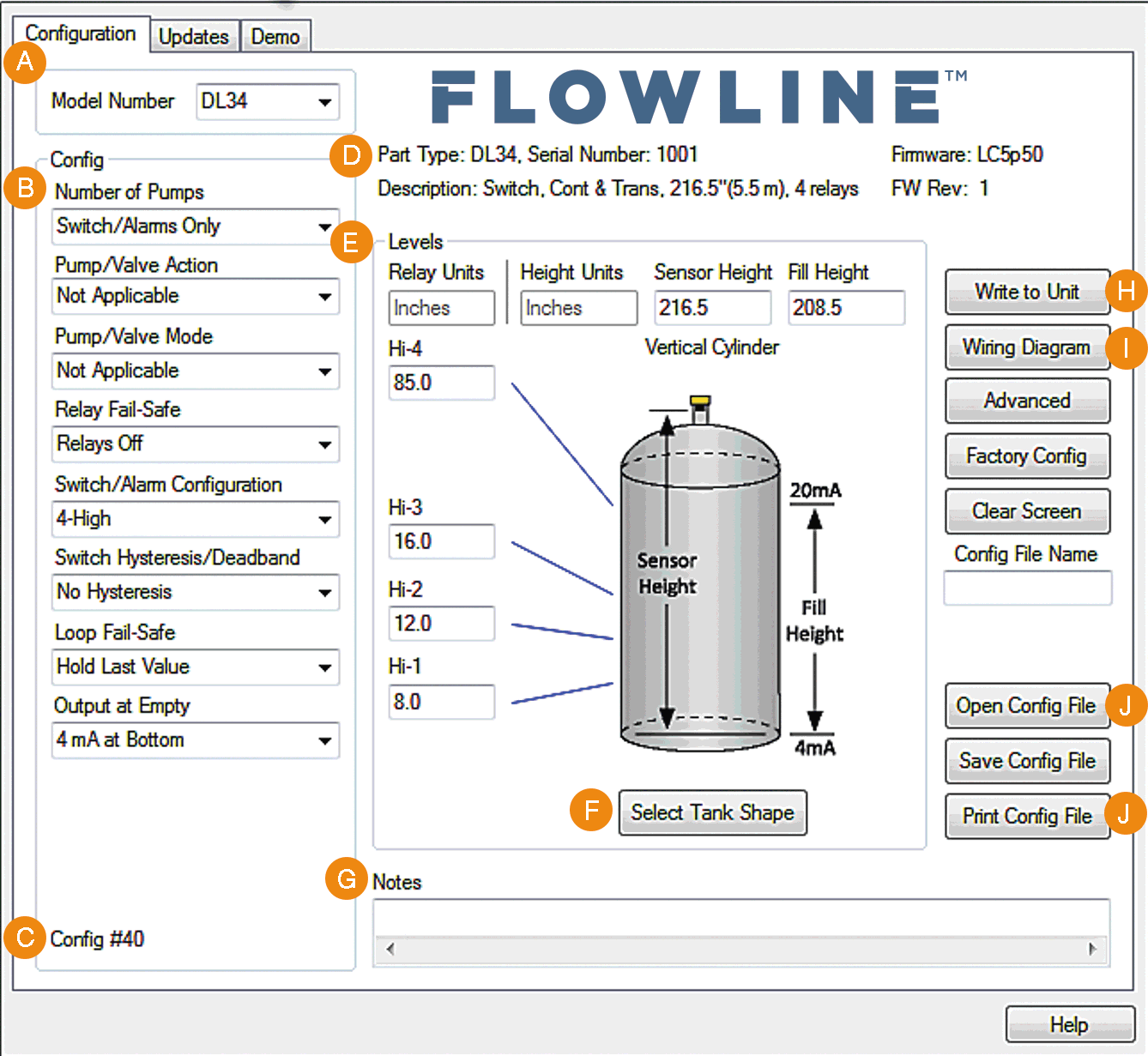 Cal Software Flowline Liquid & Solid Level Sensors, Switches