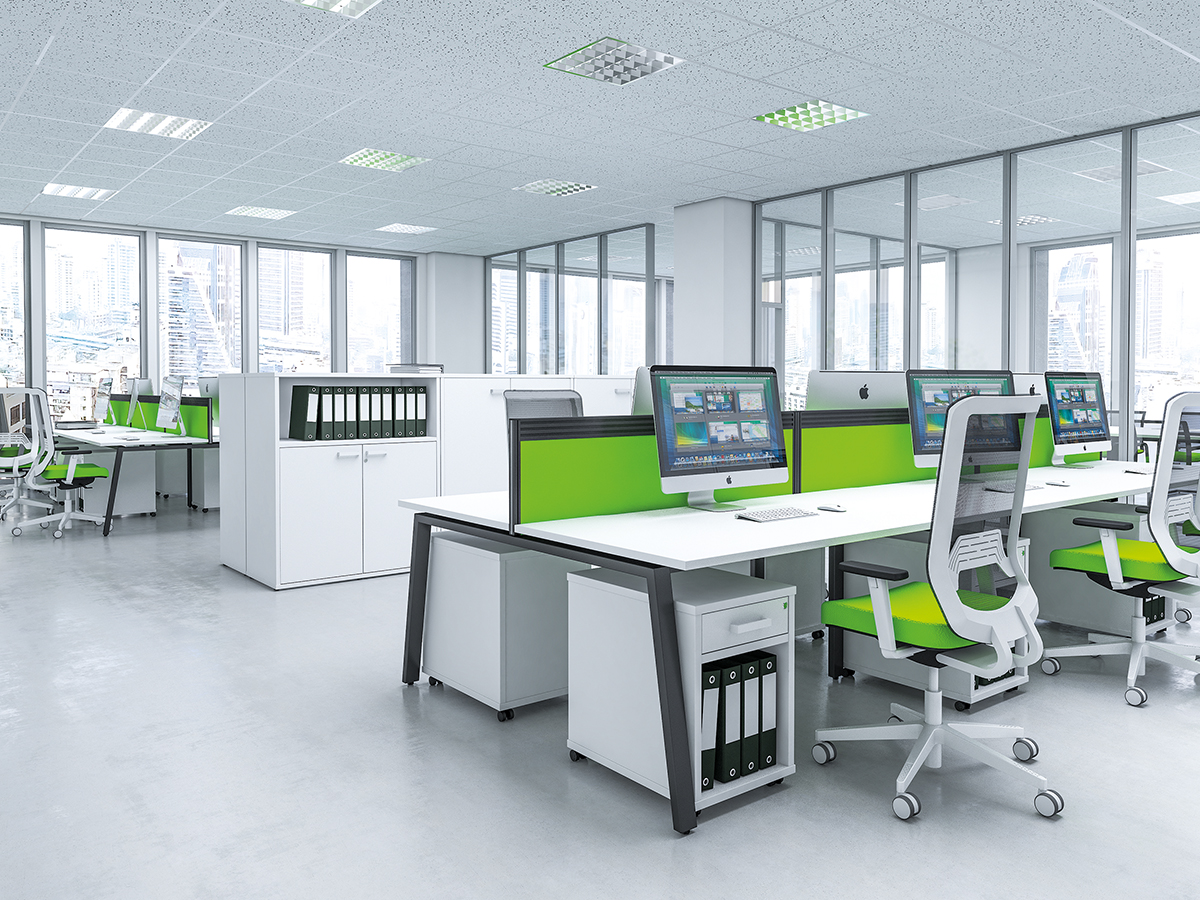 Aspire Bench Desk AFrame Leg Floyds Office Furniture, Hampshire, UK.