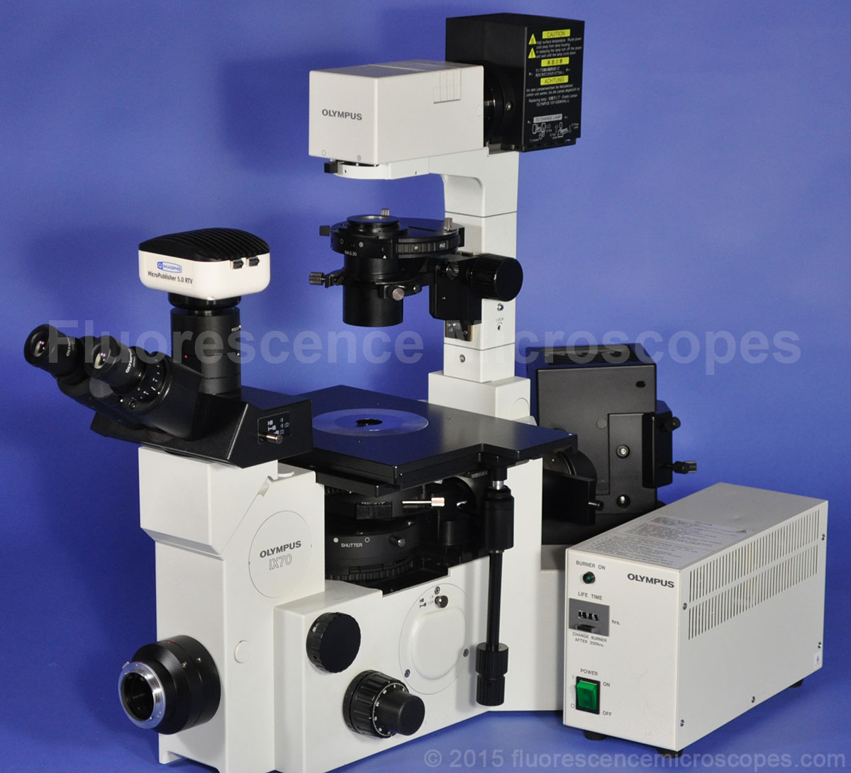 Fluorescence Microscopes Olympus Model IX70 HBO 100W Phase Contrast