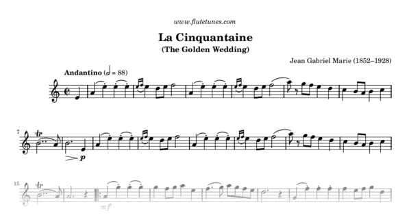 La Cinquantaine (J. Gabriel Marie) Free Flute Sheet Music