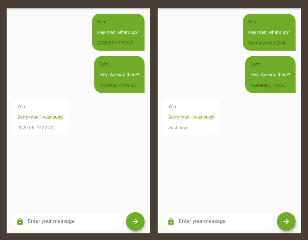 Date format dynamic string depending on how long ago 🤓