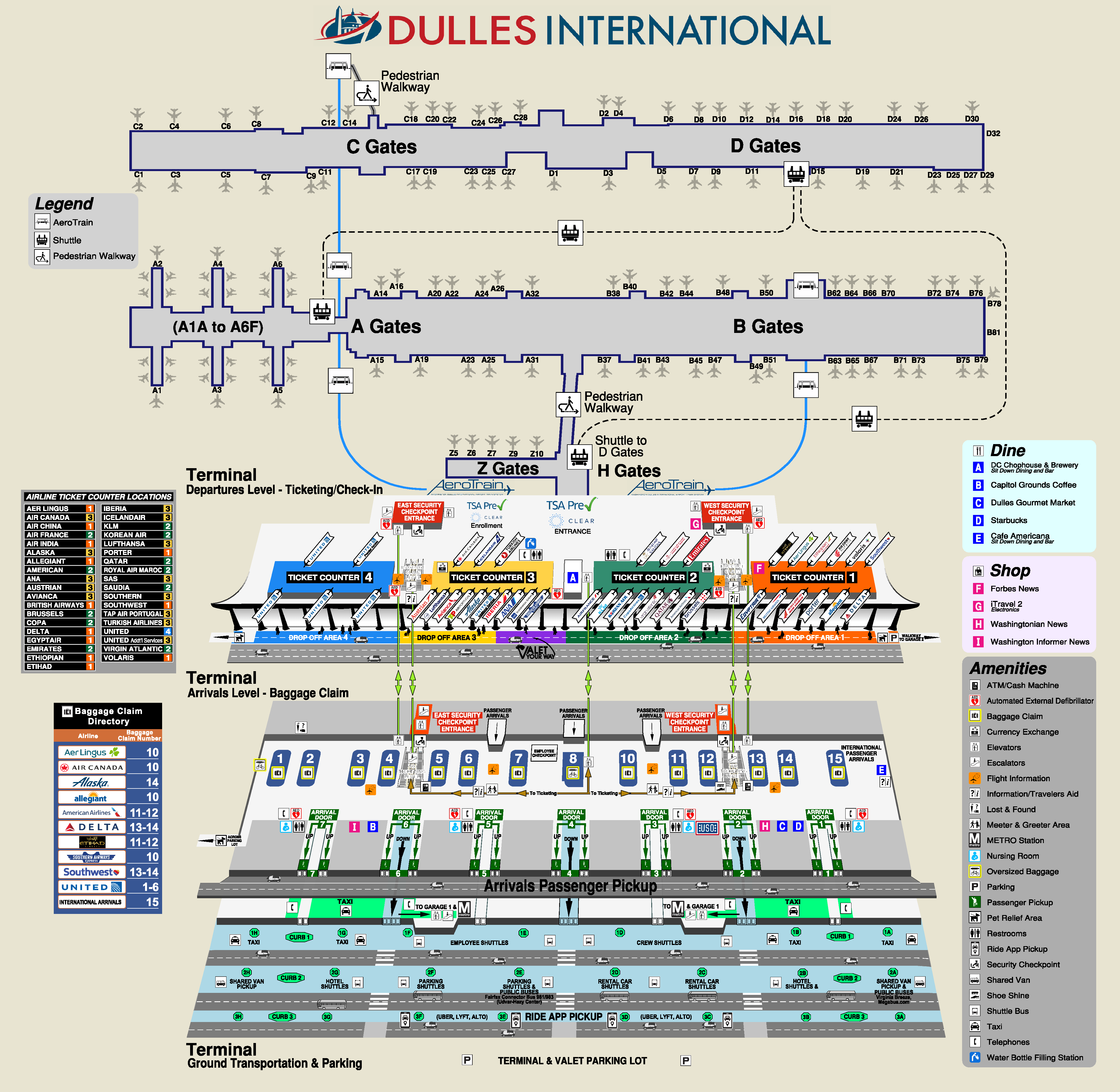 Dulles Airport Baggage Claim Map Airport and Terminal Maps