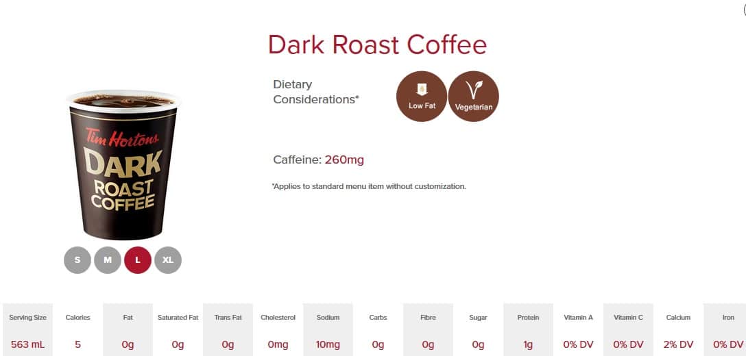 Tim Hortons Menu Offers & Nutrition