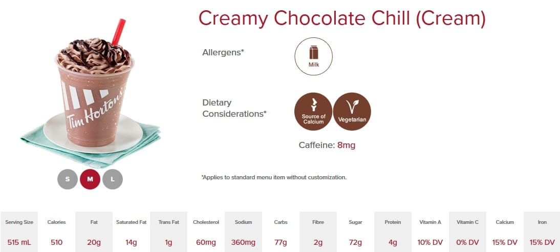 Tim Hortons Menu Offers & Nutrition