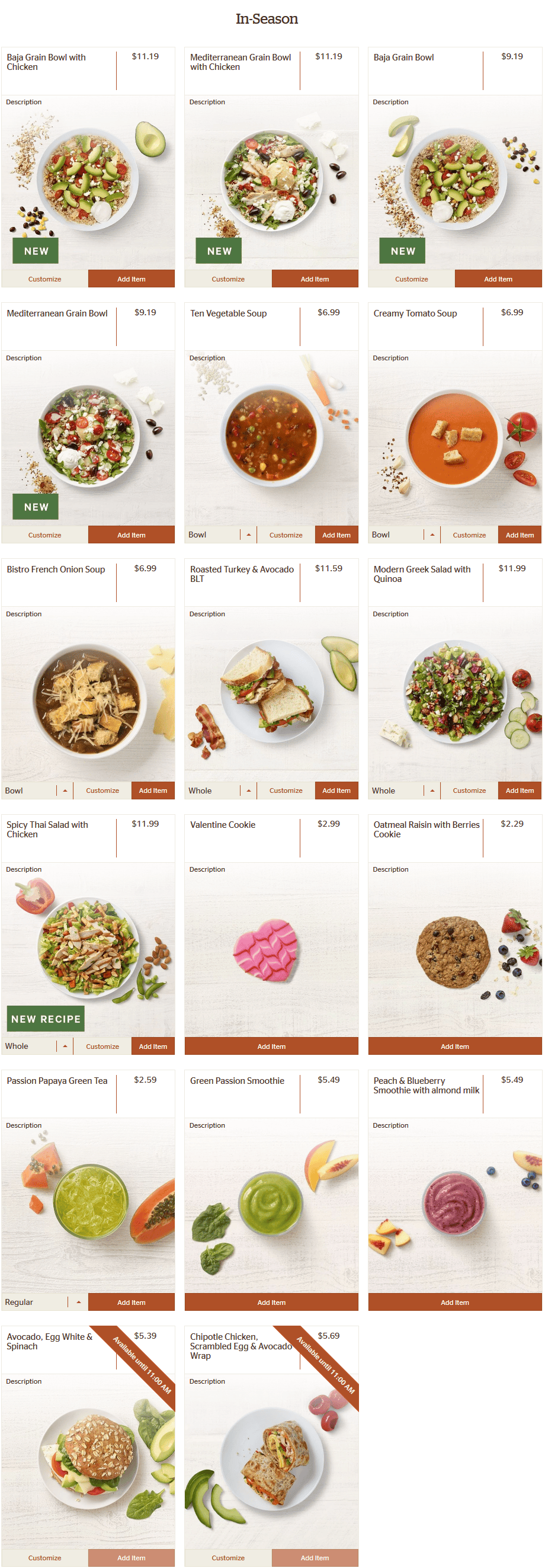 Panera Bread Menu Prices Canada