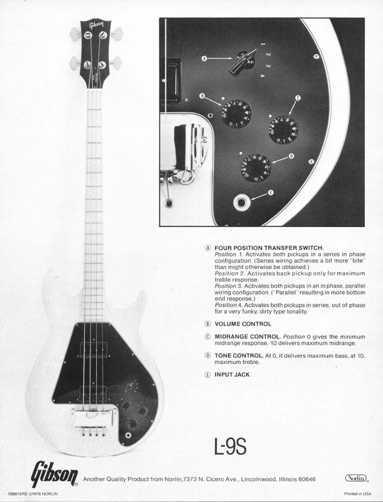 The Gibson L9S Ripper Control description (1978) >> FlyGuitars