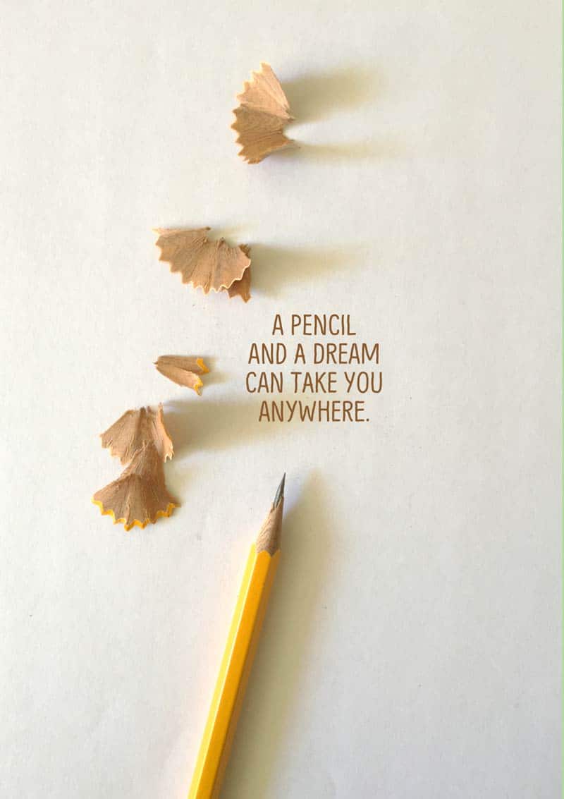 Pencil Dreams is an Inspirational card with a pencil and a quote on dreams