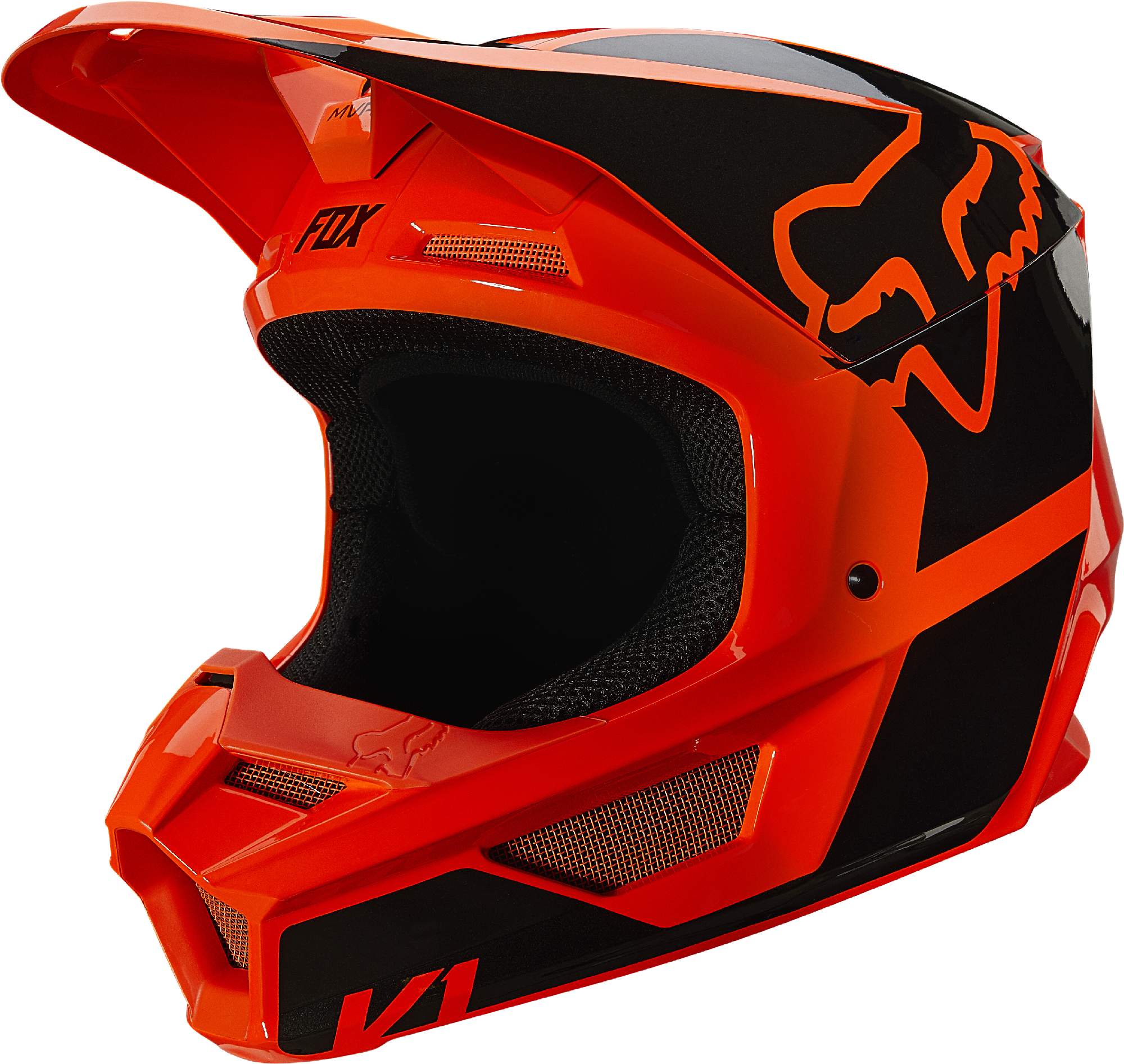 Fox Racing Adult Fluorescent Orange/Black V1 Revn Dirt Bike Helmet MX