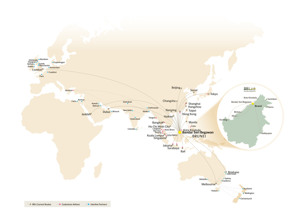Royal Brunei Route Map Route Map Royal Brunei Airlines Destinations
