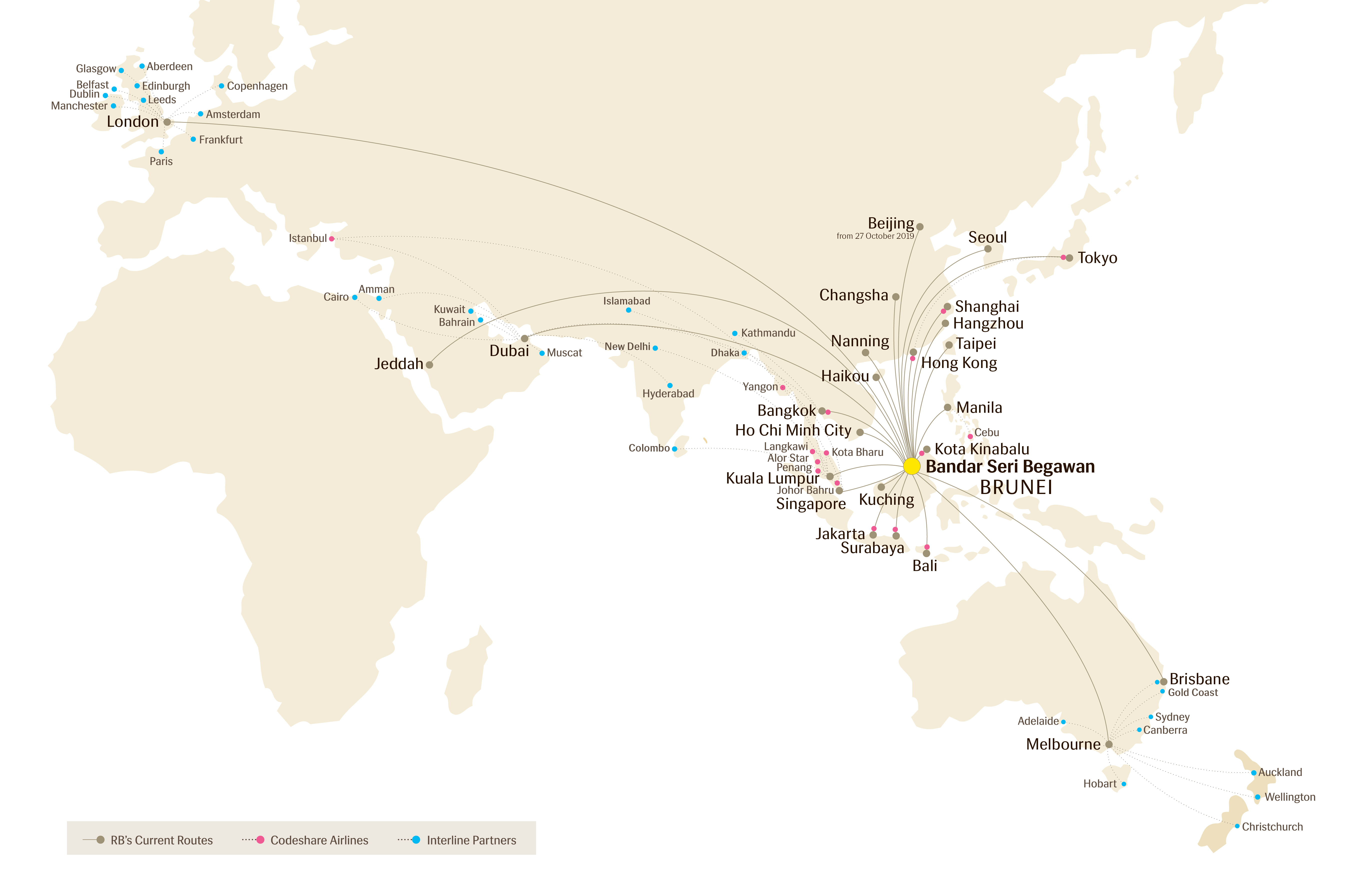 Royal Brunei Route Map Route Map Royal Brunei Airlines Destinations
