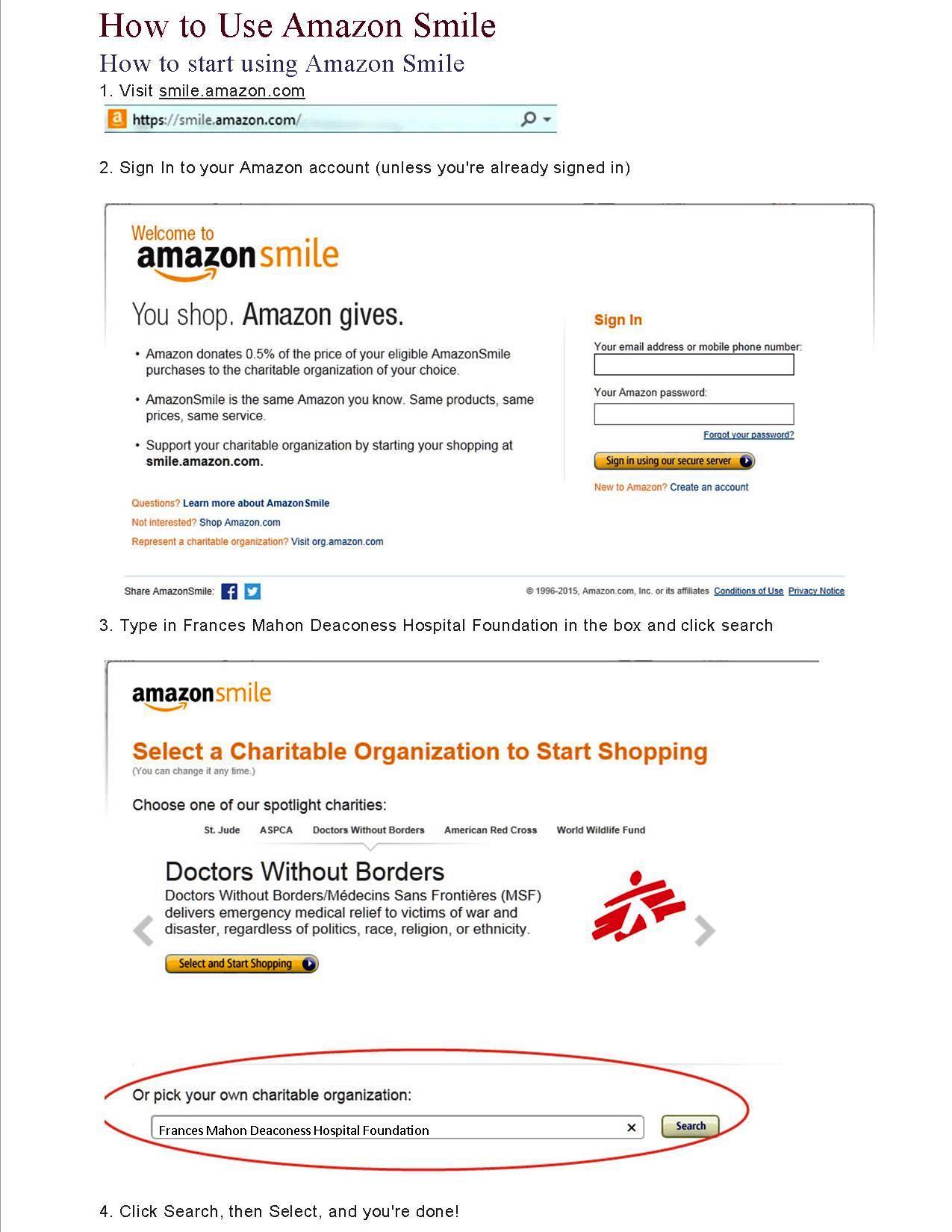 How to use Amazon Smile to Benefit the Foundation Frances Mahon