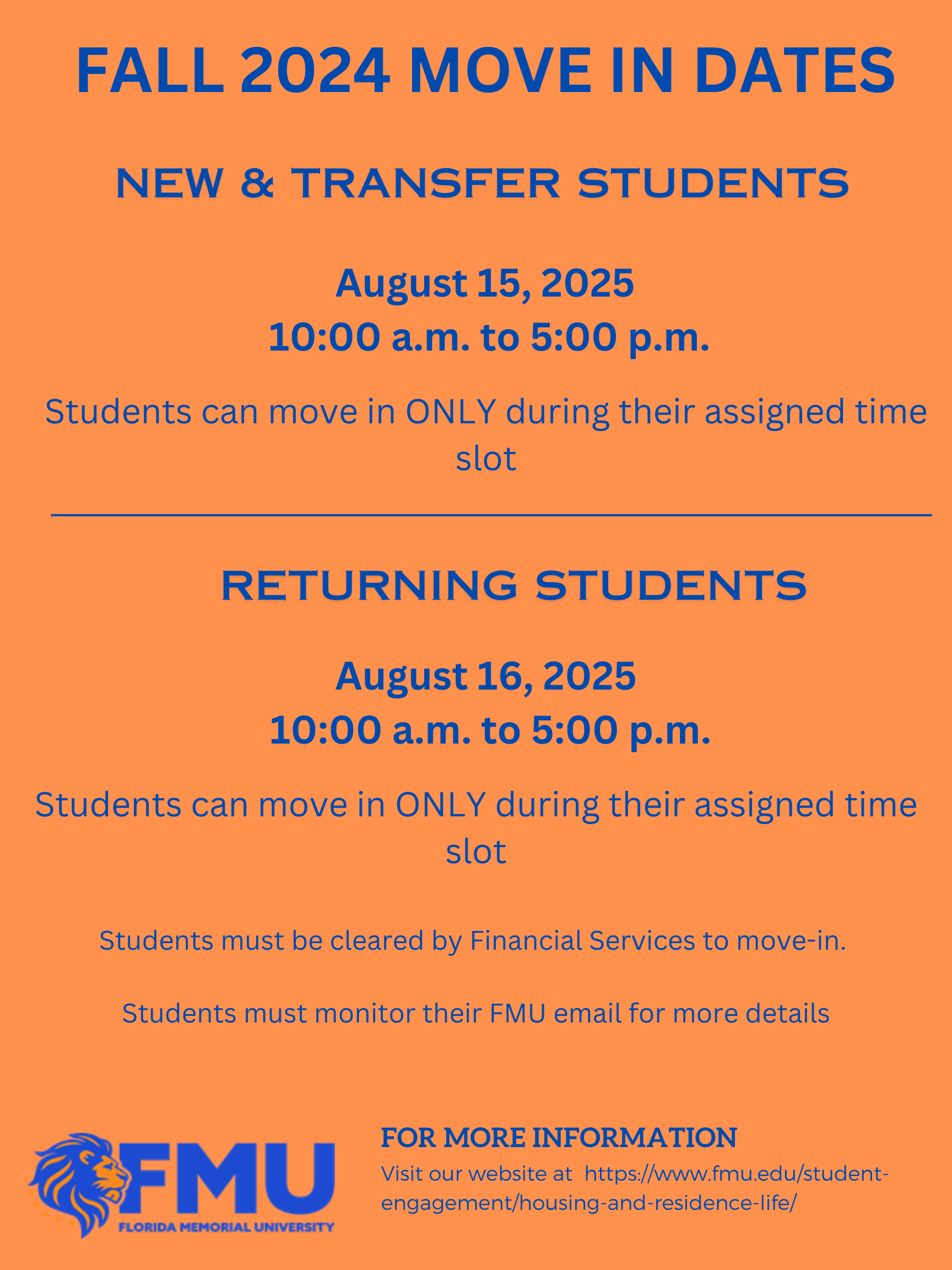 MoveIn Information Florida Memorial University