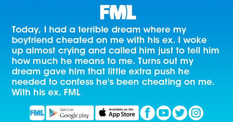 Love Today, I had a terrible dream where my boyfriend cheated on me... FML