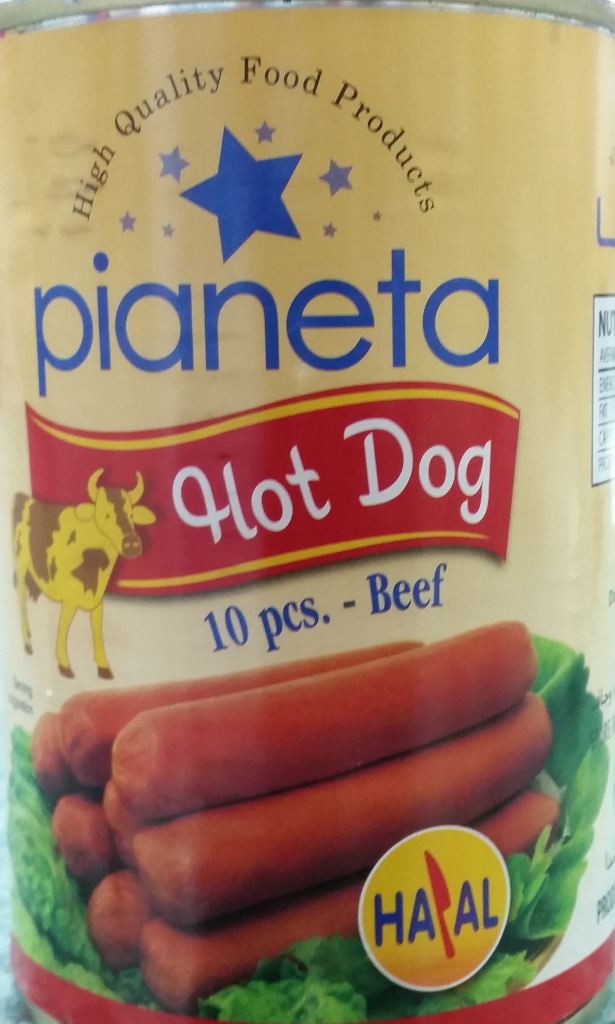 1x 10pcs Beef Hot Dog Tinned Halal Sausages Frankfurters