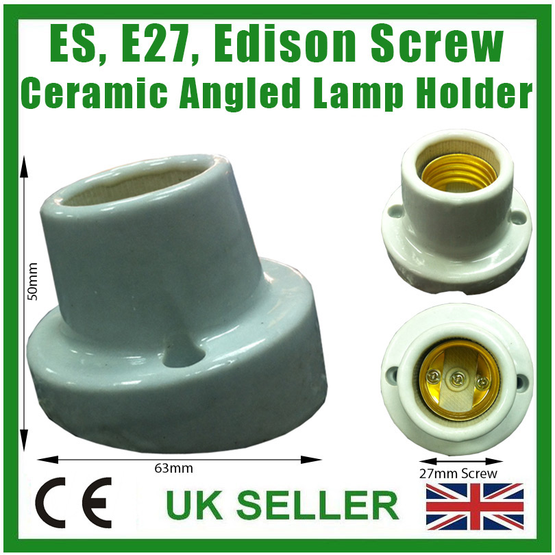 Edison Screw Angled Glazed Ceramic Bulb Holder ES E27 Porcelain Heat Lamp Socket eBay