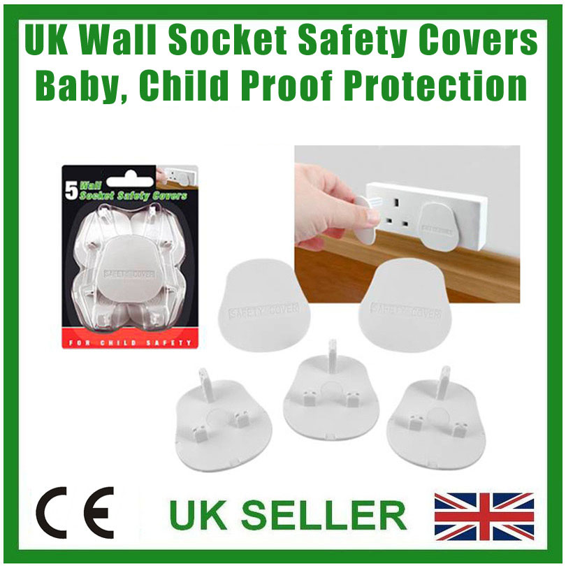 UK Mains Wall Socket Safety Protection Covers, Baby Infant Toddler & Child Proof