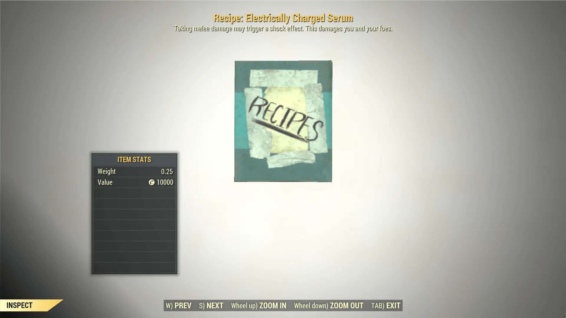 ELECTRICALLY CHARGED Mutation Serum Recipe Fallout 76 (PC) Fallout 76