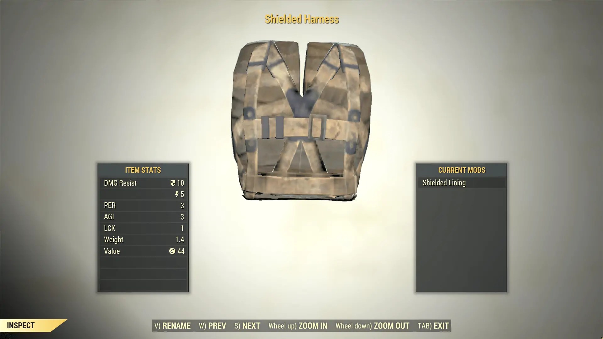 Shielded Harness Raider Underarmor Fallout 76 (PC)