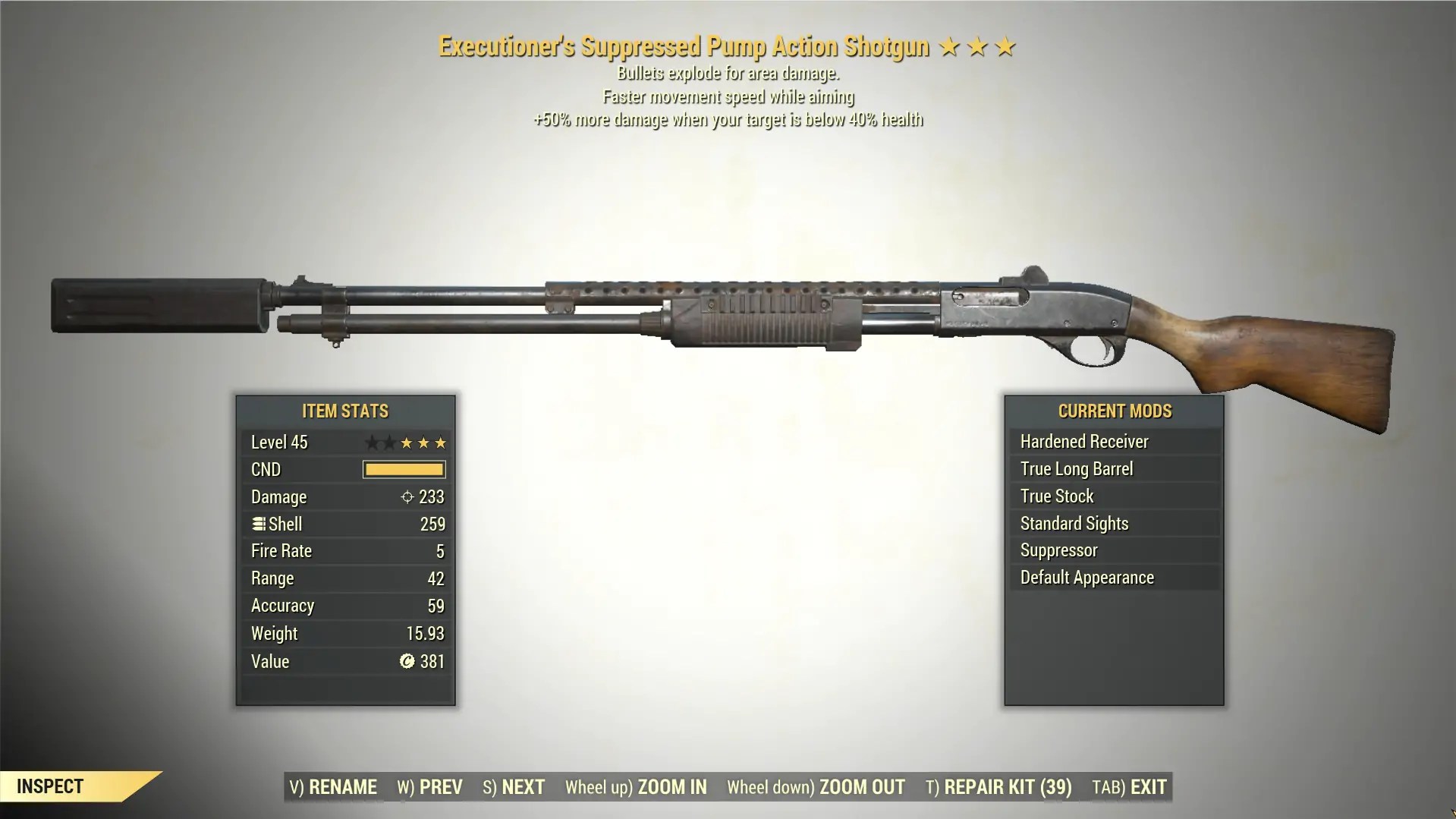 3* Executioner's PUMP ACTION SHOTGUN Explosive [Movement] Fallout 76