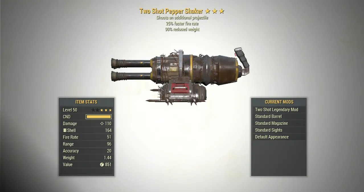 Two Shot Fire Rate PEPPER SHAKER + 90RW Buy Fallout 76 Items for PC