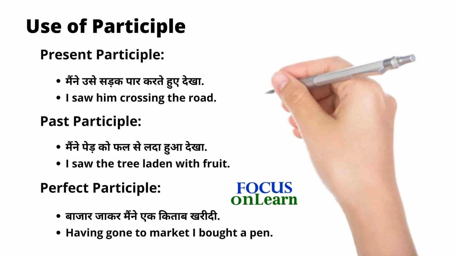 Participle के भेद, उदाहरण एवं परिभाषा Participle in Hindi