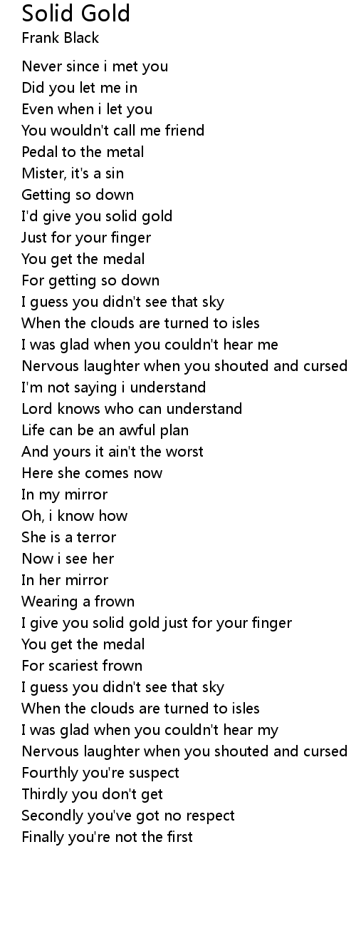 Solid Gold Lyrics Follow Lyrics