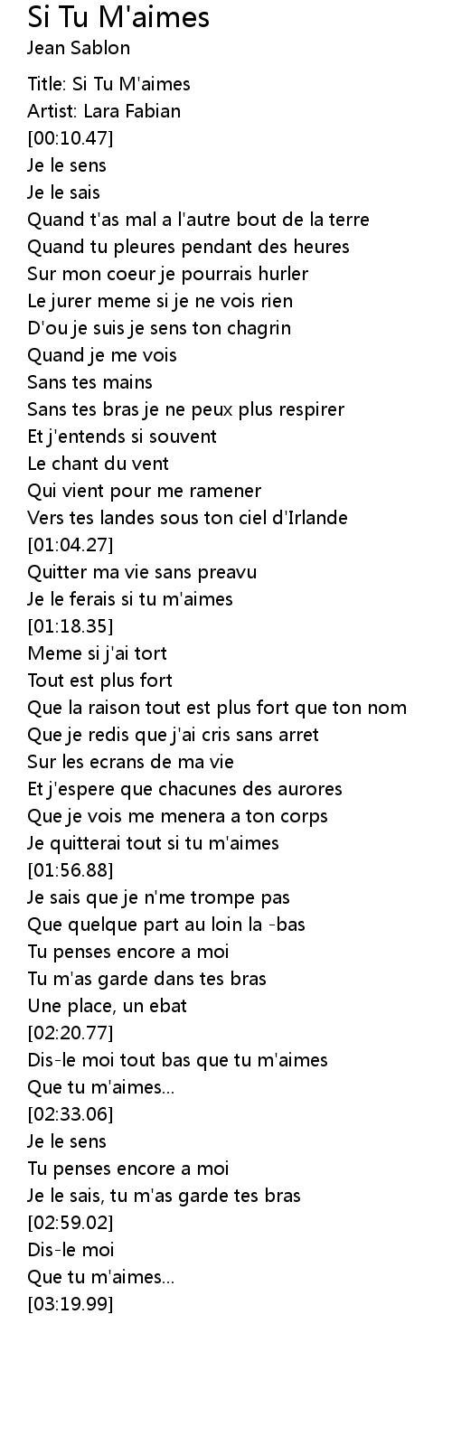 Est ce que tu m'aimes paroles 557513Estce que tu m'aimes paroles anglais Gambarsae50x