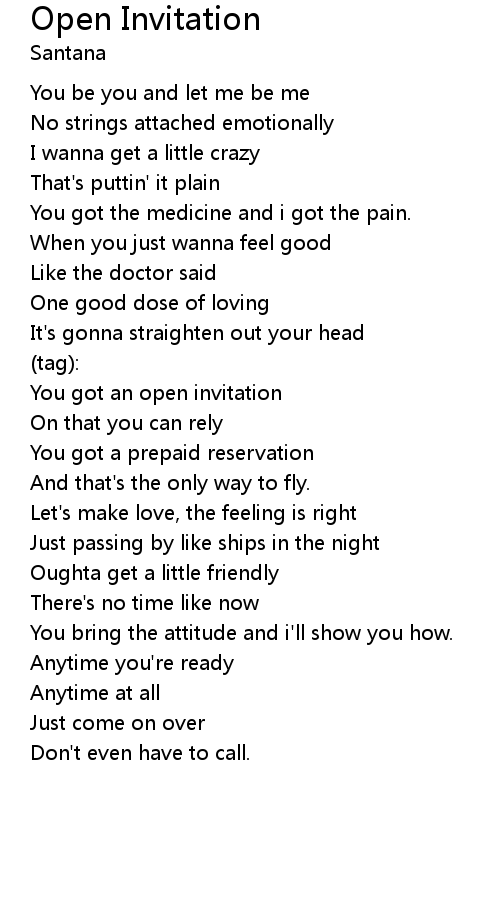 Open Invitation Lyrics Follow Lyrics