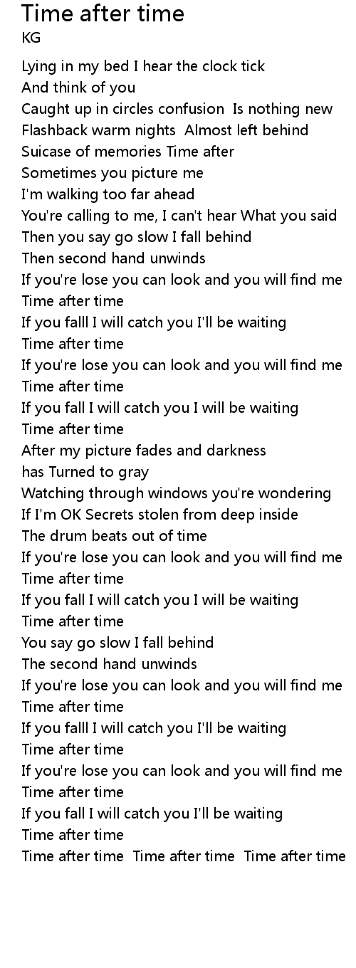 Time after time Lyrics Follow Lyrics