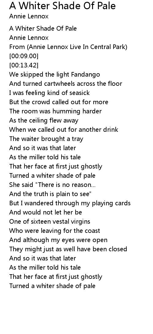 A Whiter Shade Of Pale Lyrics Follow Lyrics