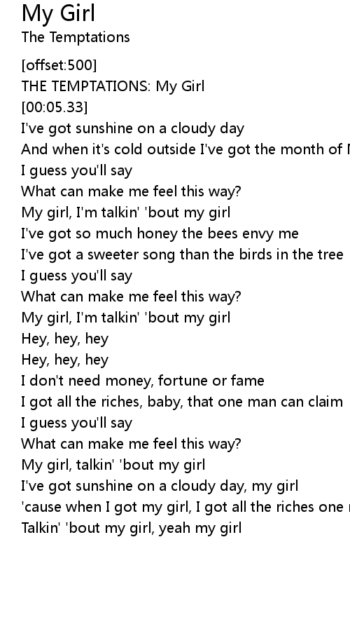 My Girl Lyrics Follow Lyrics