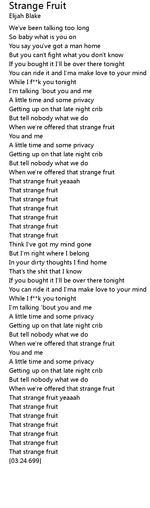 Strange Fruit Lyrics Follow Lyrics