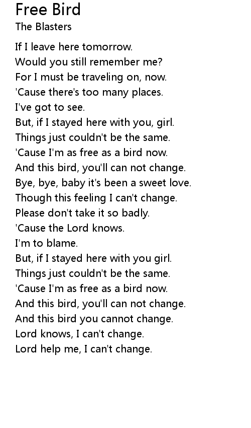 Free Bird Quote SVG Freebird Word Art Overlays PNG Lyrics JPG Music