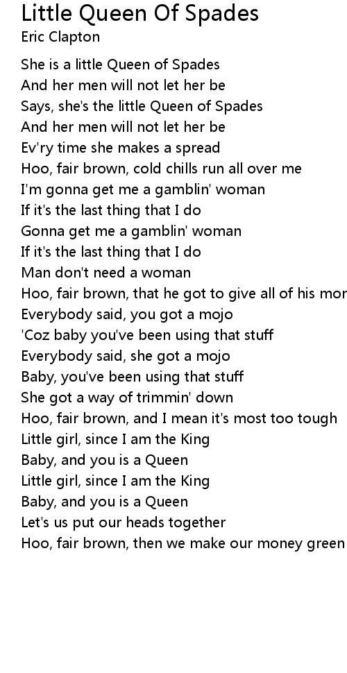 Little Queen Of Spades Lyrics Follow Lyrics