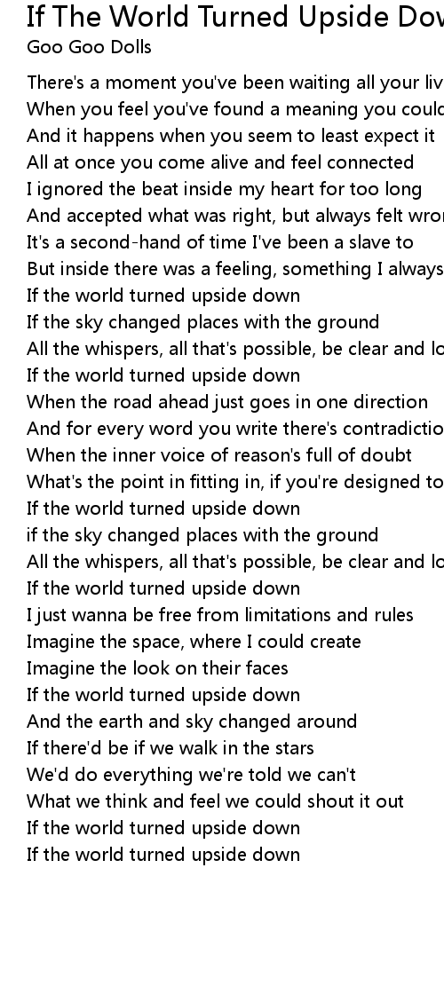 If The World Turned Upside Down Lyrics Follow Lyrics