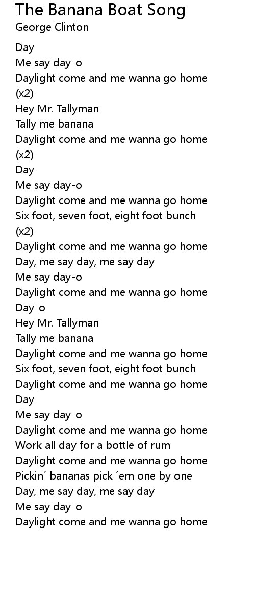 The Banana Boat Song Lyrics Follow Lyrics