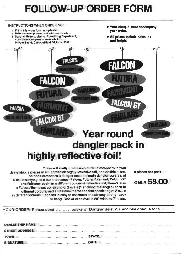 1970 NEW FALCON DEALER PACK