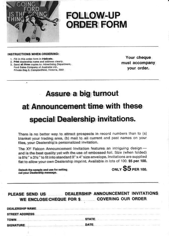 1970 NEW FALCON DEALER PACK