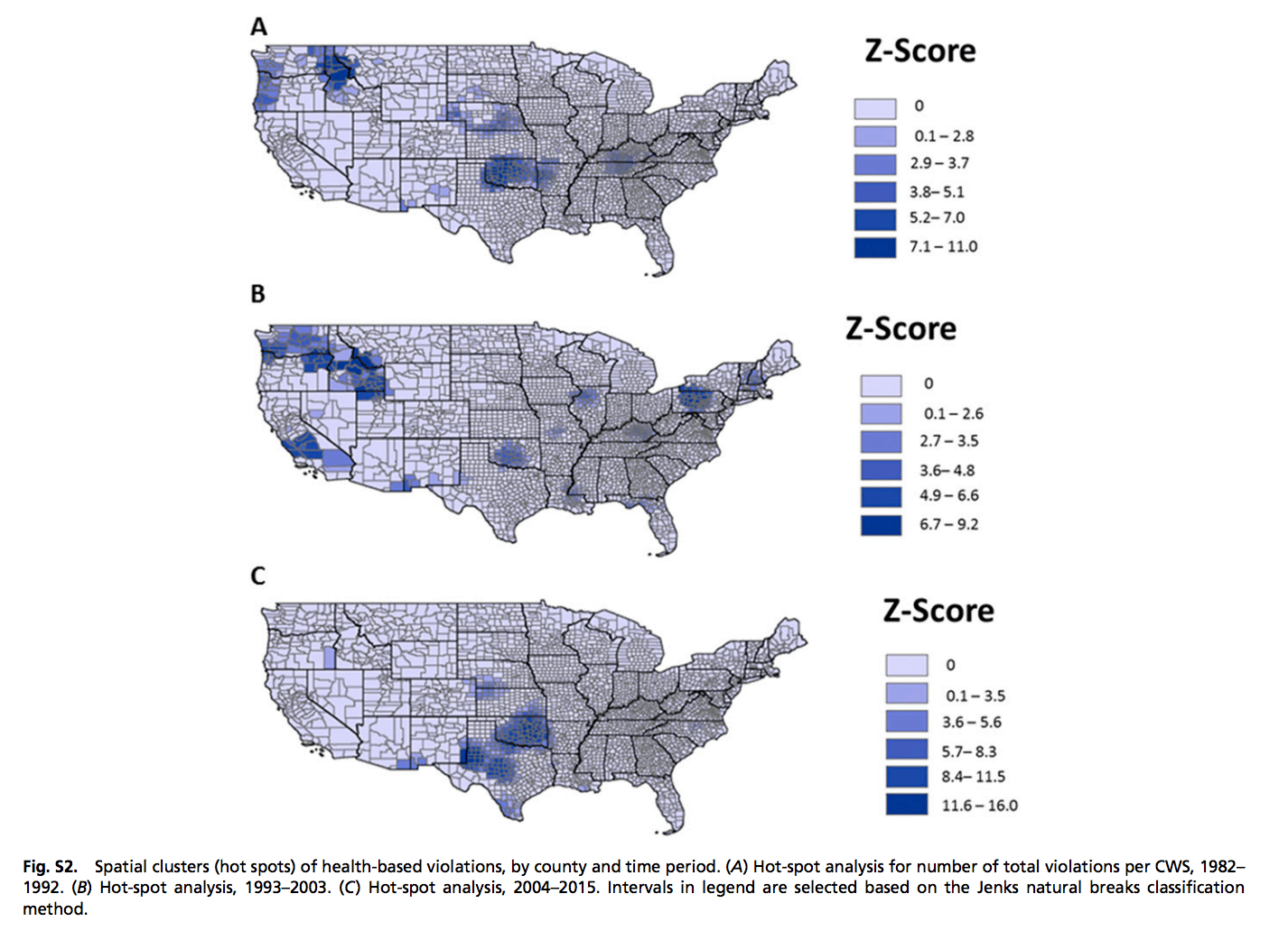 Environmental Monitor Hotspots and Trends in Water Quality Violations