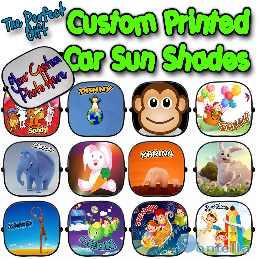 NEW PERSONALISED CAR SUN SHADE x 1 Screen Custom Children Window
