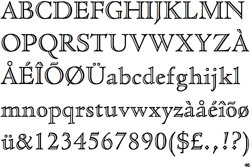 Fontscape Home > Appearance > Outlined > Open face > Serif mixed case