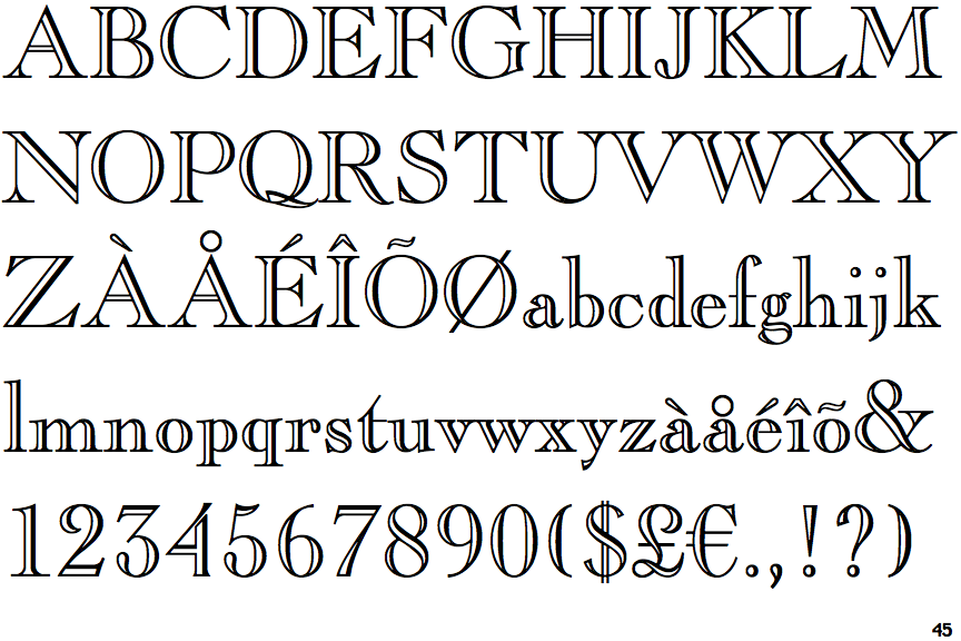 Fontscape Home > Appearance > Outlined > Open face > Serif mixed case